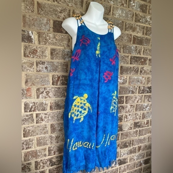 Kisses and hugs dress Size Large Swim Cover Beaded straps Hawaii Turtles - Picture 3 of 10